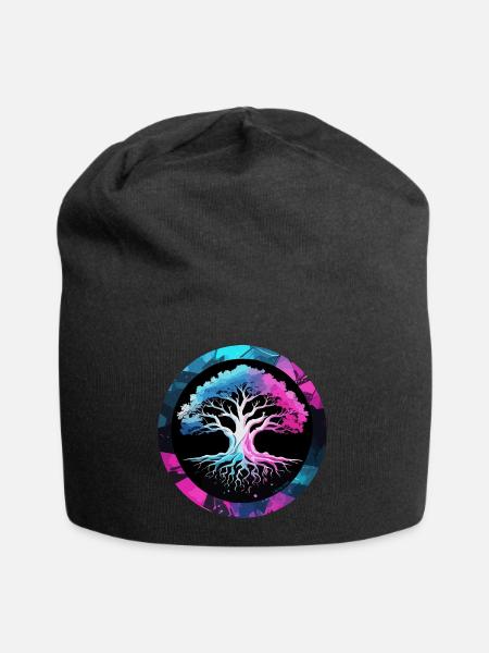 Arbre de vie multicolore - Yggdrasil World Tree - Bonnet en jersey - noir