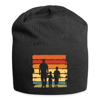 Father's Day father with two sons retro vintage - Jersey Beanie - black - Front