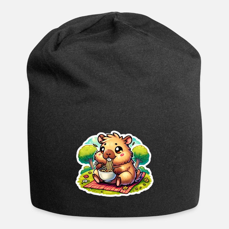 Capybara Ramen Kawaii Anime - Jersey-Beanie - Schwarz