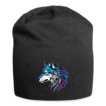 The beautiful profile of a wolf - Jersey Beanie - black - Front