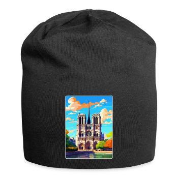 Notre Dame Frankreich Vintage Reiseplakat Souvenir - Jersey-Beanie - Schwarz - Vorne