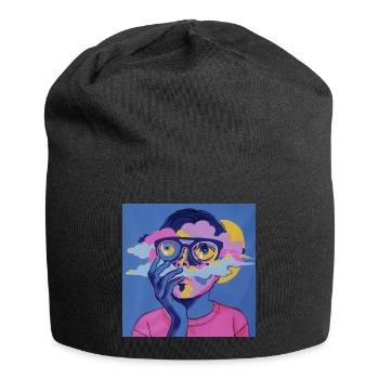 Psychedelisches Gesicht - Jersey-Beanie - Schwarz - Vorne