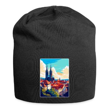 Brünn Tschechische Republik Vintage Reiseplakat Souvenir - Jersey-Beanie - Schwarz - Vorne