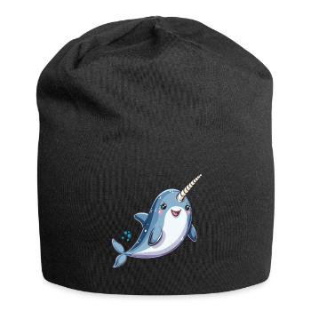 Verspieltes Narwal Motiv Für Meerestierfans - Jersey-Beanie - Schwarz - Vorne