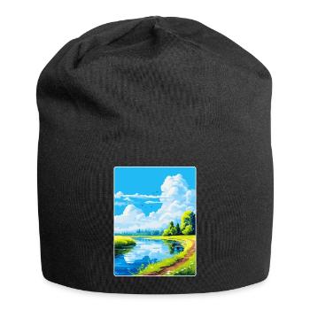Donau Auen Deutschland Vintage Reiseplakat Souvenir - Jersey-Beanie - Schwarz - Vorne
