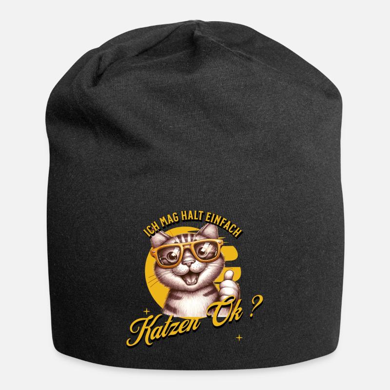 Ich mag halt einfach Katzen - Jersey-Beanie - Schwarz