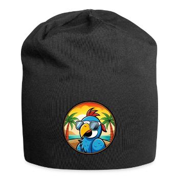 Papagei Lustige Cartoon Sommer Strand Sonnenbrille Cool - Jersey-Beanie - Schwarz - Vorne