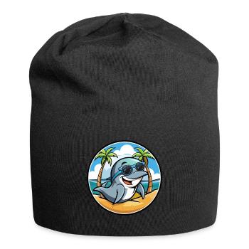 Delfin Lustige Cartoon Sommer Strand Sonnenbrille Cool - Jersey-Beanie - Schwarz - Vorne