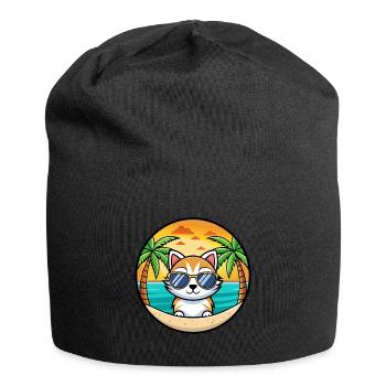 Kätzchen Lustige Cartoon Sommer Strand Sonnenbrille Cool - Jersey-Beanie - Schwarz - Vorne