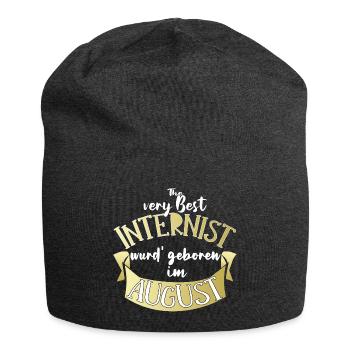 Internist Arzt Geburtstag August Geschenk lustig - Jersey-Beanie - Anthrazit - Vorne