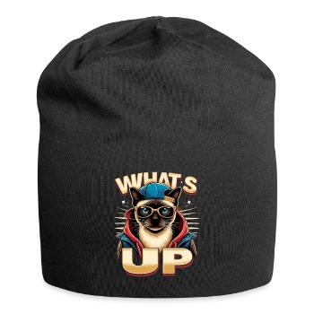 Siamese Cat Whats Up Design - Jersey Beanie - black - Front