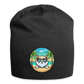 Himalaya-Katzenrasse Cartoon-Sonnenbrille Strand - Jersey-Beanie - Schwarz - Vorne