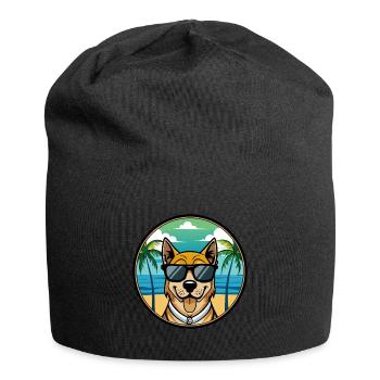 Cao De Castro Laboreiro Dog Breed Cartoon Beach - Jersey Beanie - black - Front