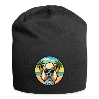 Corded Poodle Dog Breed Cartoon Sunglasses Beach - Jersey Beanie - black - Front