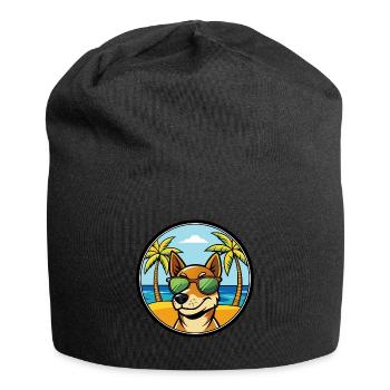 Serbischer dreifarbiger Laufhund Rasse Cartoon Strand - Jersey-Beanie - Schwarz - Vorne