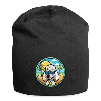 Corded Poodle Dog Breed Cartoon Sunglasses Beach - Jersey Beanie - black - Front