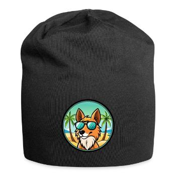 Mudi Hunderasse Cartoon Sonnenbrille Strand - Jersey-Beanie - Schwarz - Vorne