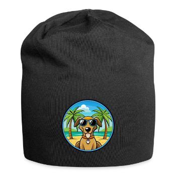 Polnische Jagdhunderasse Cartoon Sonnenbrille Strand - Jersey-Beanie - Schwarz - Vorne