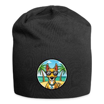 Arlequin russe Chien de race de chien dessin animé plage - Bonnet en jersey - noir - Devant
