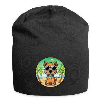 Teddy Roosevelt Terrier Hunderasse Cartoon Strand - Jersey-Beanie - Schwarz - Vorne