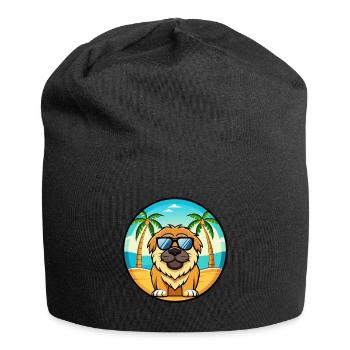 Tibetische Dogge Hunderasse Cartoon Sonnenbrille Strand - Jersey-Beanie - Schwarz - Vorne