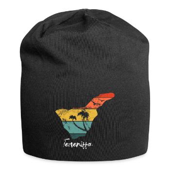 Teneriffa Karte Umriss Kanaren Urlaub vintage - Jersey-Beanie - Schwarz - Vorne