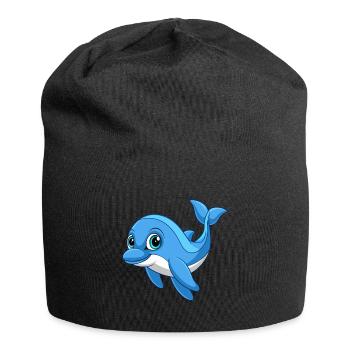 Dolphin Cute Mascot Cartoon Character Kawaii - Jersey Beanie - black - Front