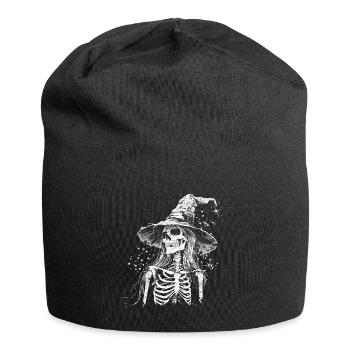 Sorcière squelette sombre avec chapeau de sorcière - Bonnet en jersey - noir - Devant