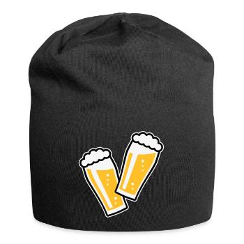 2 Biergläser Stoßen An (Bier / Willibecher / 3C) - Jersey-Beanie - Schwarz - Vorne