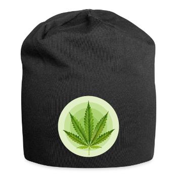 Feuille Cannabis Grafique Circulaire - Bonnet en jersey - noir - Devant