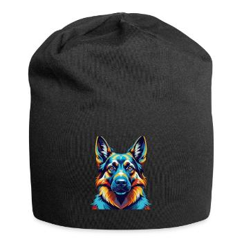 German Shepherd Dog Breed Colorful Cartoon Kawaii - Jersey Beanie - black - Front