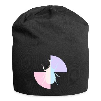 Duo Gelb Pastellblau - Jersey-Beanie - Schwarz - Vorne