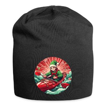 Christmas elf kayaking - Jersey Beanie - black - Front