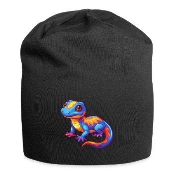 Salamander Colorful Kawaii Cartoon Character - Jersey Beanie - black - Front