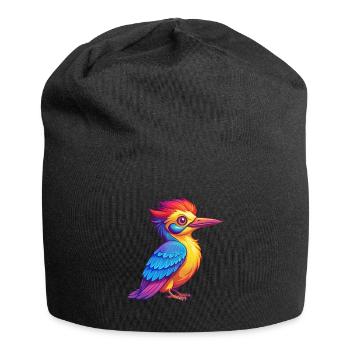Woodpecker Colorful Kawaii Cartoon Character - Jersey Beanie - black - Front