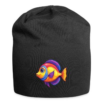 Gelber Tang Buntes Kawaii Cartoon Meerestier - Jersey-Beanie - Schwarz - Vorne