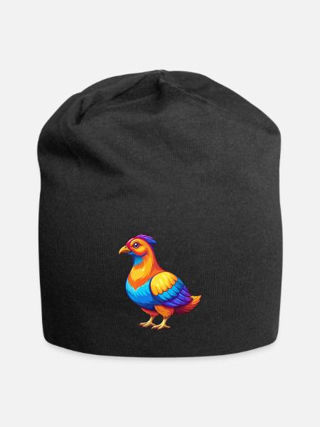 Moorhuhn Bunte Kawaii Cartoon Figur Vogel - Jersey-Beanie - Schwarz