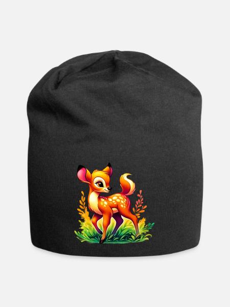 Rehbraun - Jersey-Beanie - Schwarz
