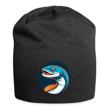 Anguille mignon kawaii dessin animé Clipart Animal Pet Logo - Bonnet en jersey - noir - Devant
