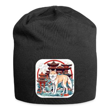 Asiatischer Fuchs - Jersey-Beanie - Schwarz - Vorne