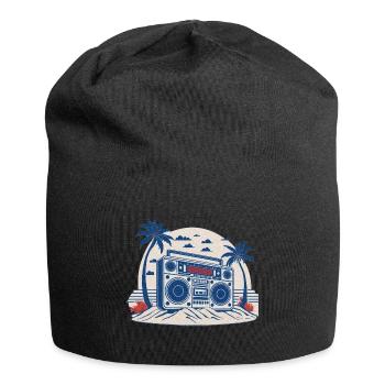 Vintage-Musik-Ghettoblaster - Jersey-Beanie - Schwarz - Vorne