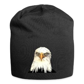 Adlerkopf Illustration mit intensivem Blick - Jersey-Beanie - Schwarz - Vorne