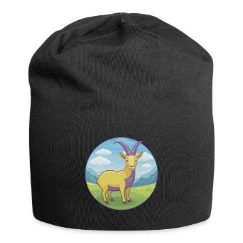 Steinbock Niedliche Kawaii Cartoon Clipart Tier Haustier - Jersey-Beanie - Schwarz - Vorne