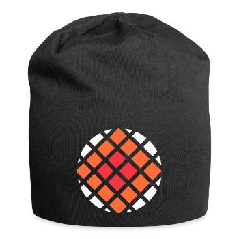 Coole quadratische Kunst mit Feuertönen - Jersey-Beanie - Schwarz - Vorne