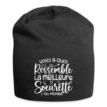 Cadeau Meilleure Sœurette - Cadeau Super Soeurette - Bonnet en jersey - noir - Devant