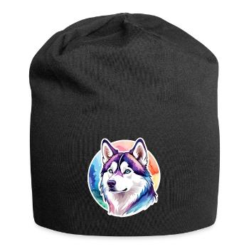 Husky de Sibérie Aquarelles - Bonnet en jersey - noir - Devant