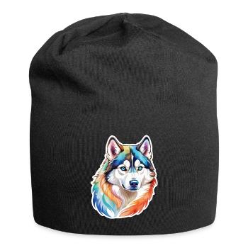 Husky de Sibérie Aquarelles - Bonnet en jersey - noir - Devant