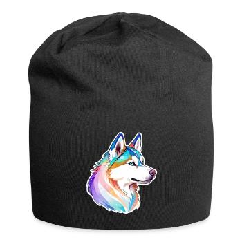 Husky de Sibérie Aquarelles - Bonnet en jersey - noir - Devant