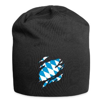 Drapeau et armoiries de la Bavière, effet de déchirure 3D. - Bonnet en jersey - noir - Devant