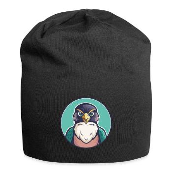 Falcon Kawaii Cartoon Character Animal Pet Face - Jersey Beanie - black - Front